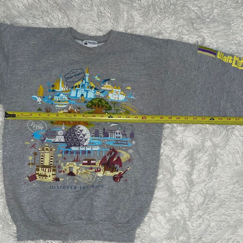 Walt Disney Parks Adult Discover the Magic Crewneck Sweatshirt Size Small Gray - Picture 6 of 11